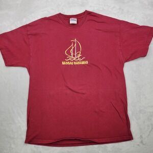 Vintage Bahamas Shirt Men Extra Large Embroidery Sail Boat Ship Sea Nassau Adult
